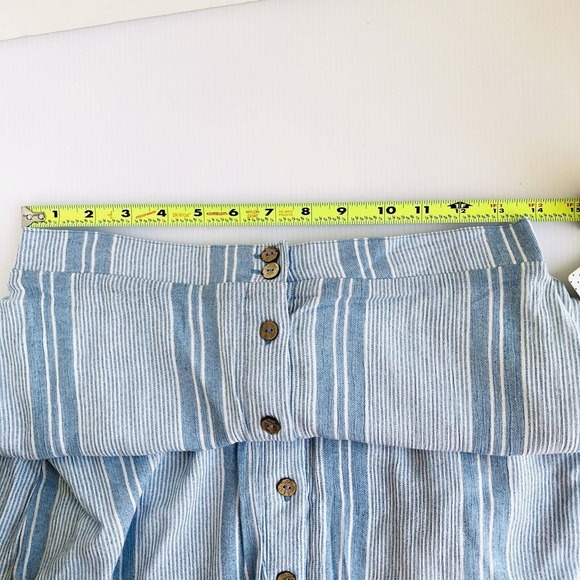 NWT Be Bop Striped Button-Front Maxi Skirt Lined Blue Ivory Sz M Rayon Juniors - Picture 8 of 11